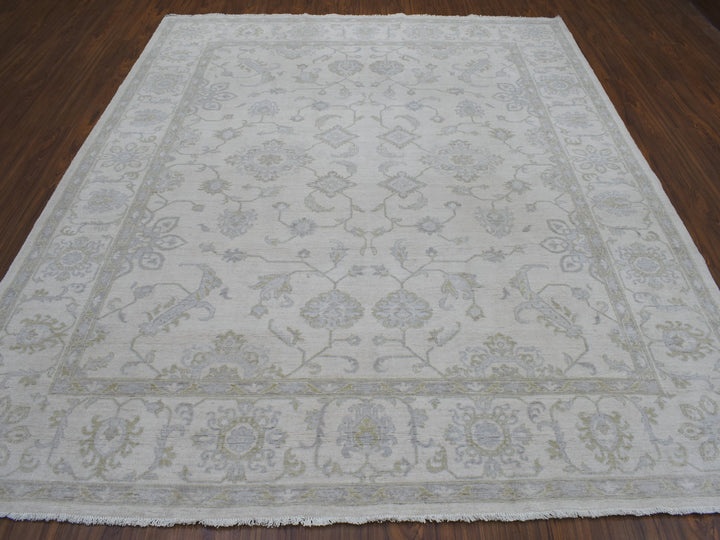8'5" x 9'7" New Hand Knotted Ivory Wool Rectangle Oriental Rug - MOA10254389