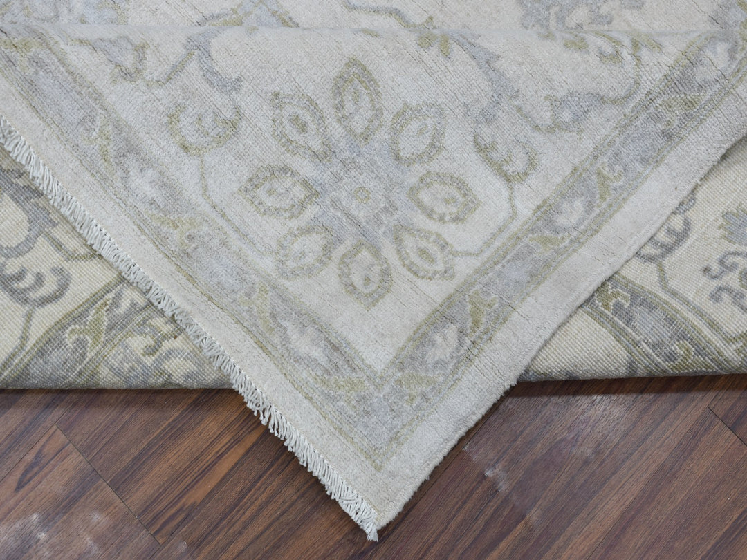 8'5" x 9'7" New Hand Knotted Ivory Wool Rectangle Oriental Rug - MOA10254389