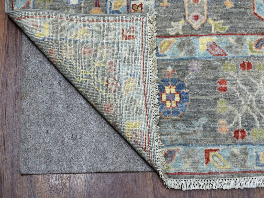 6'2" x 9'2" New Hand Knotted Grey Wool Rectangle Oriental Rug - MOA10254649