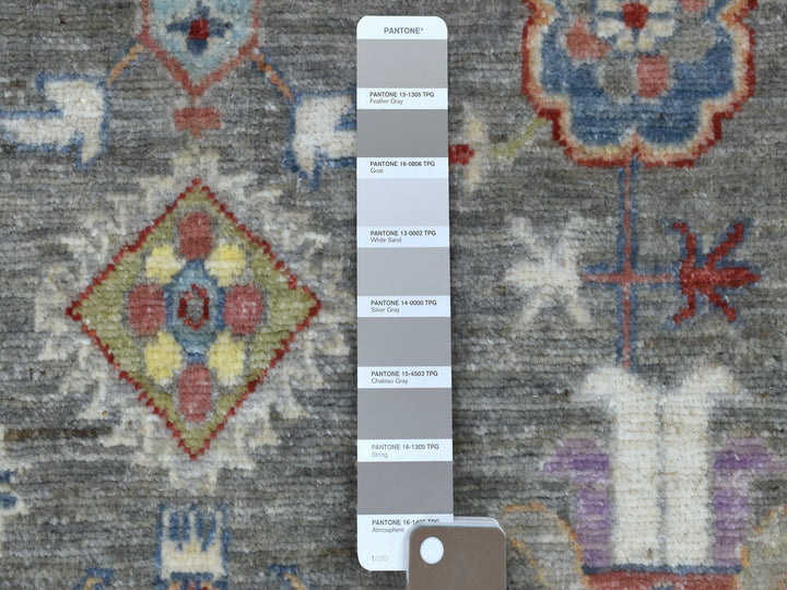 6'2" x 9'2" New Hand Knotted Grey Wool Rectangle Oriental Rug - MOA10254649