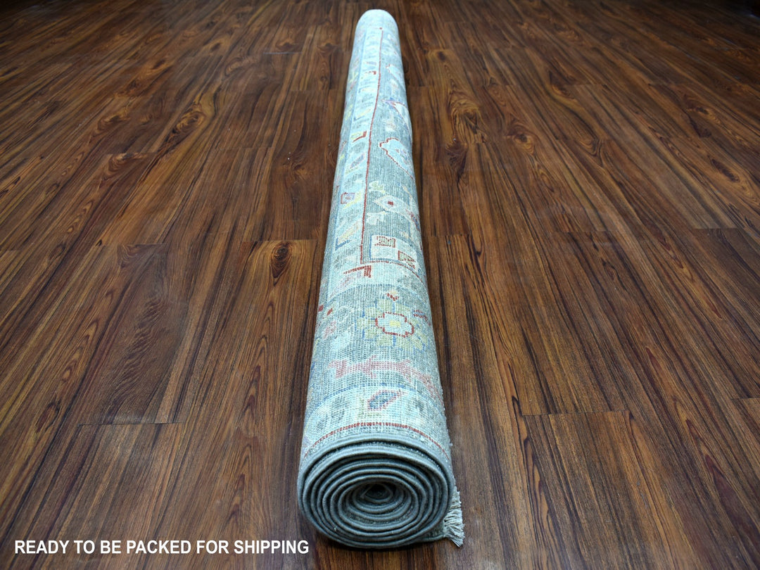 6'2" x 9'2" New Hand Knotted Grey Wool Rectangle Oriental Rug - MOA10254649