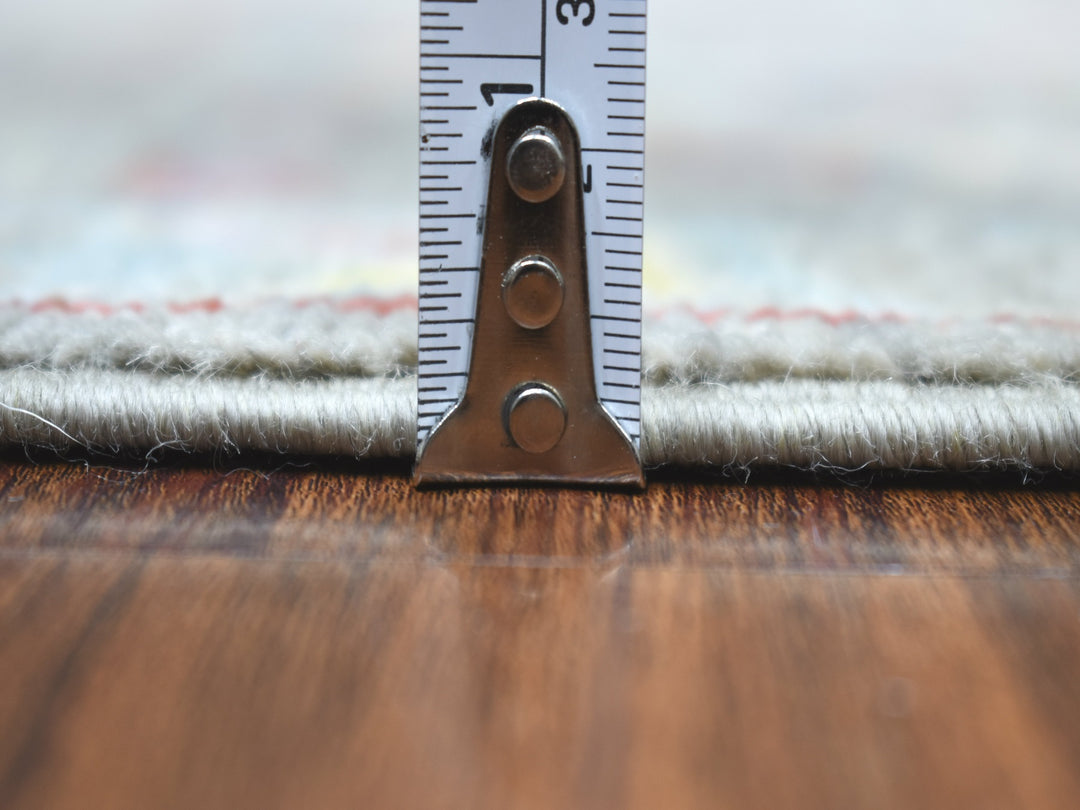 6'2" x 9'2" New Hand Knotted Grey Wool Rectangle Oriental Rug - MOA10254649