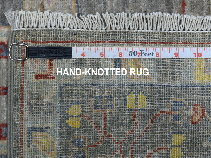 6'2" x 9'2" New Hand Knotted Grey Wool Rectangle Oriental Rug - MOA10254649