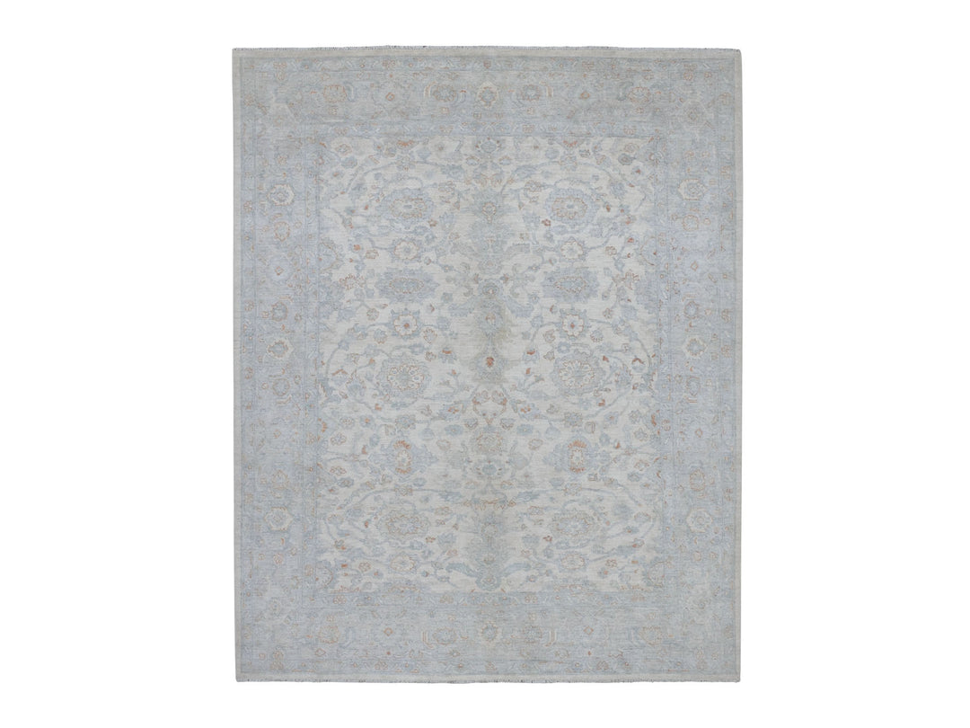 8'0" x 9'9" New Hand Knotted Ivory Wool Rectangle Oriental Rug - MOA10254953