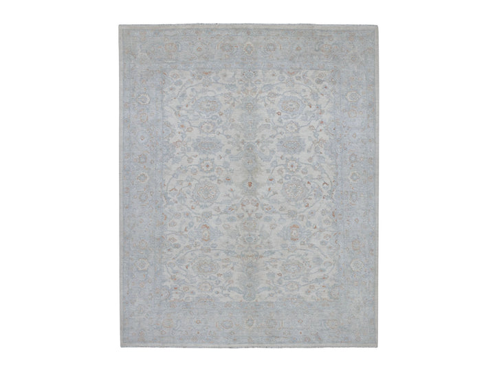 8'0" x 9'9" New Hand Knotted Ivory Wool Rectangle Oriental Rug - MOA10254953