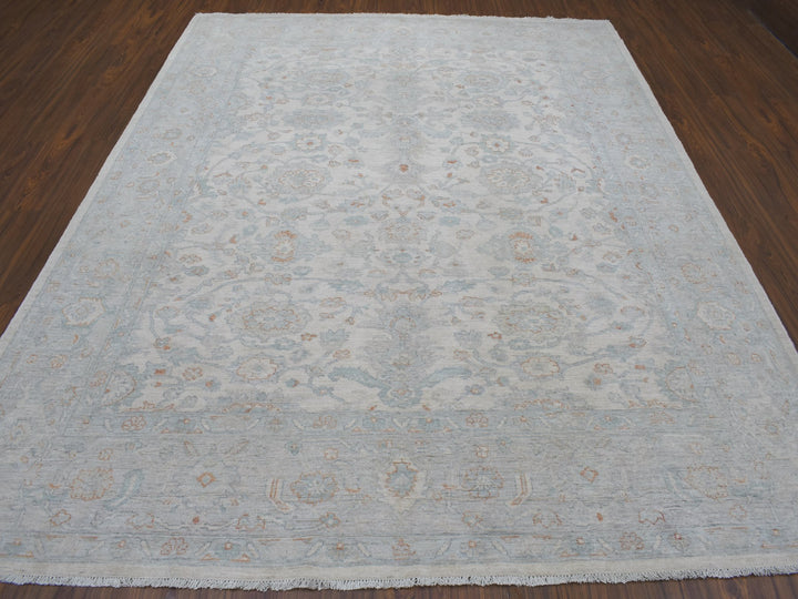 8'0" x 9'9" New Hand Knotted Ivory Wool Rectangle Oriental Rug - MOA10254953