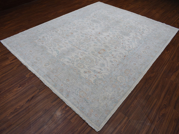 8'0" x 9'9" New Hand Knotted Ivory Wool Rectangle Oriental Rug - MOA10254953
