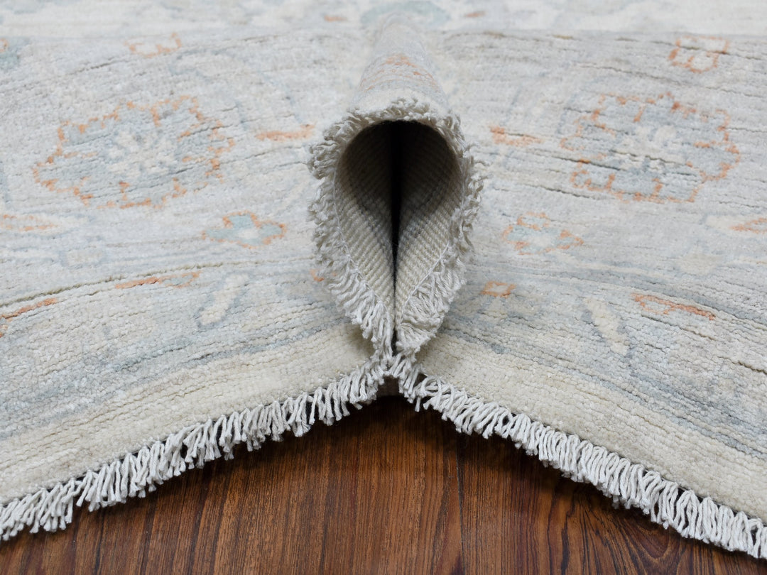 8'0" x 9'9" New Hand Knotted Ivory Wool Rectangle Oriental Rug - MOA10254953