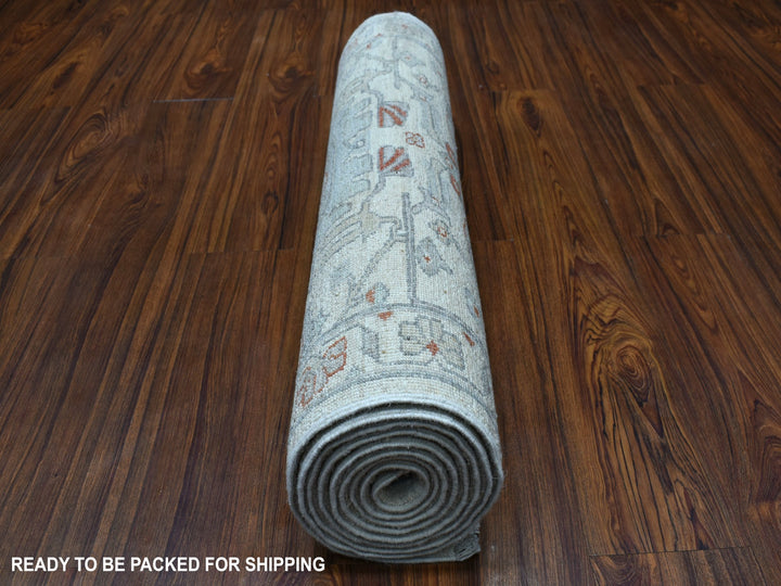 2'7" x 9'7" New Hand Knotted Ivory Wool Runner Oriental Rug - MOA10255026