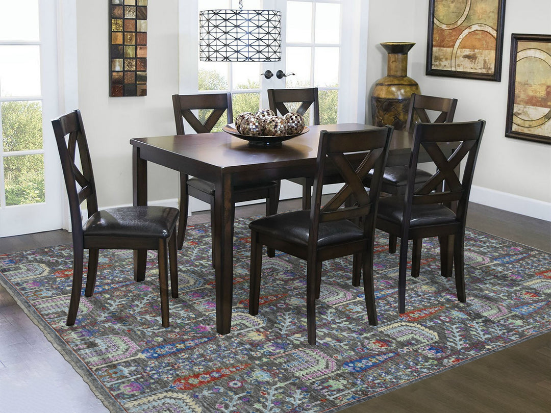 6'0" x 8'10" New Hand Knotted Grey Wool Rectangle Oriental Rug - MOA10255105