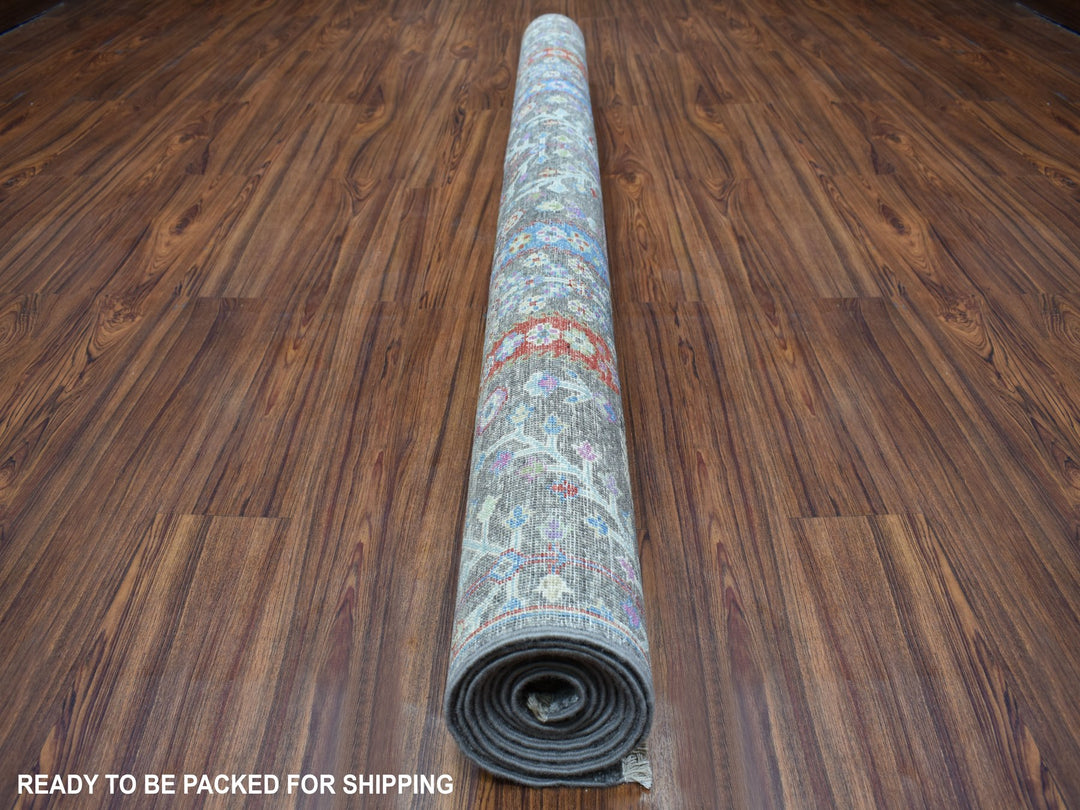 6'0" x 8'10" New Hand Knotted Grey Wool Rectangle Oriental Rug - MOA10255105