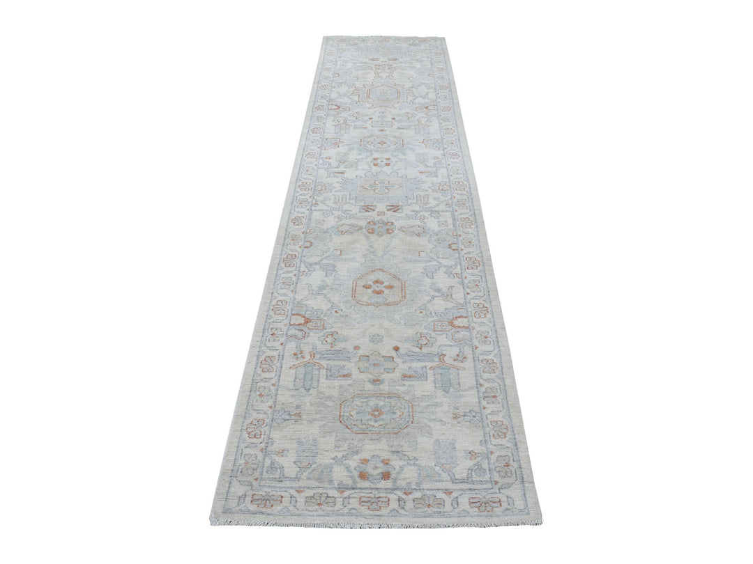 2'6" x 9'10" New Hand Knotted Ivory Wool Runner Oriental Rug - MOA10255147