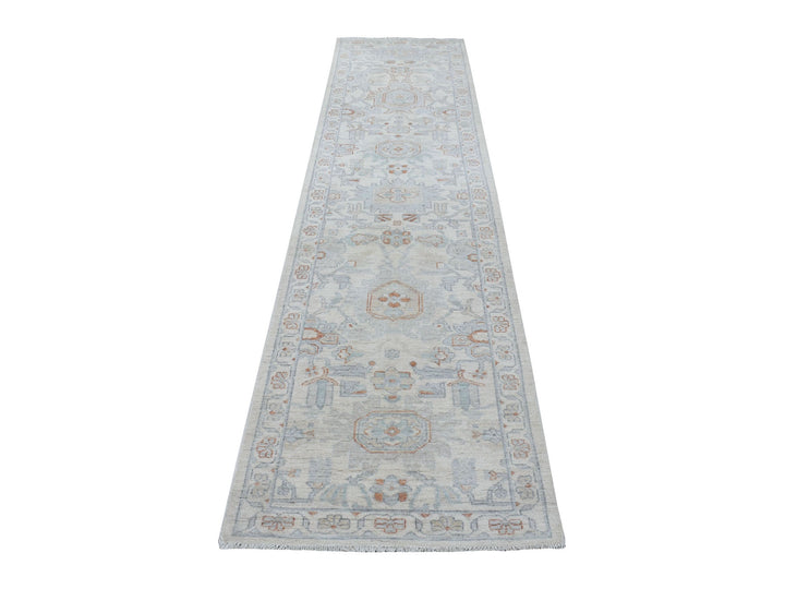 2'6" x 9'10" New Hand Knotted Ivory Wool Runner Oriental Rug - MOA10255147