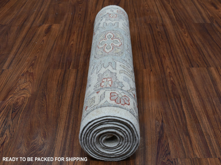 2'6" x 9'10" New Hand Knotted Ivory Wool Runner Oriental Rug - MOA10255147