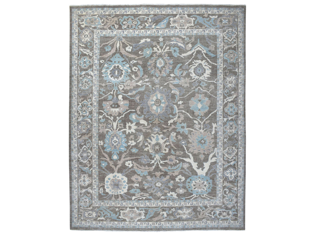 11'9" x 14'5" New Hand Knotted Brown Wool Rectangle Oriental Rug - MOA10255606