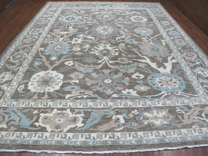 11'9" x 14'5" New Hand Knotted Brown Wool Rectangle Oriental Rug - MOA10255606