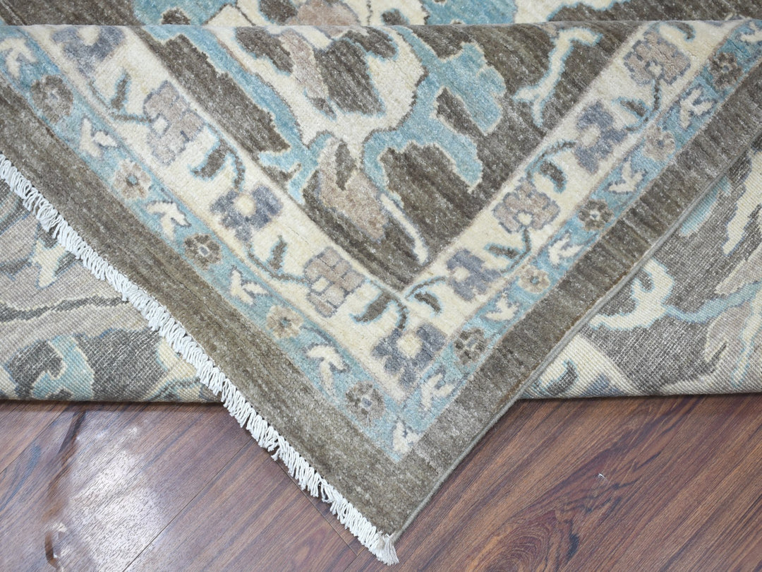 11'9" x 14'5" New Hand Knotted Brown Wool Rectangle Oriental Rug - MOA10255606