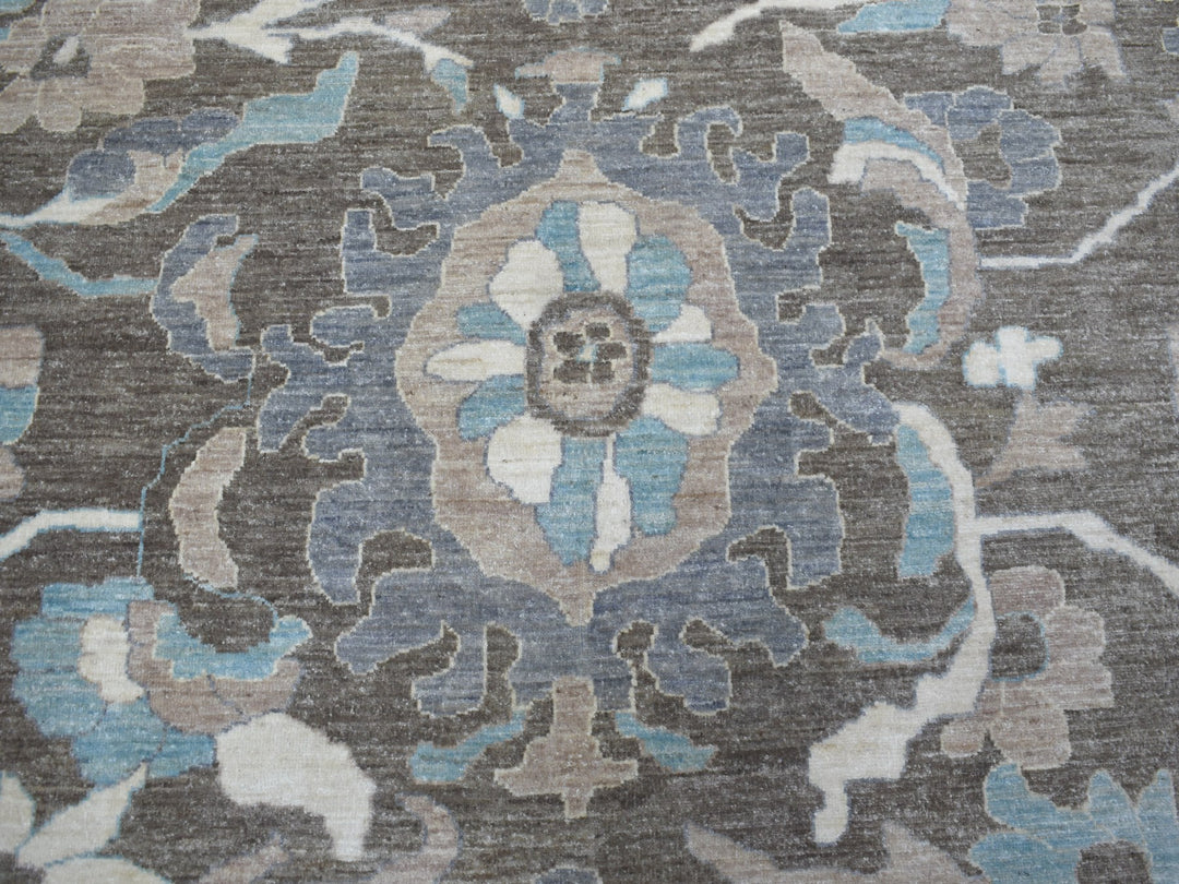 11'9" x 14'5" New Hand Knotted Brown Wool Rectangle Oriental Rug - MOA10255606