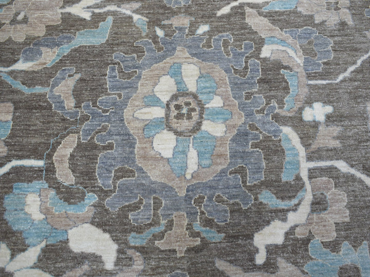 11'9" x 14'5" New Hand Knotted Brown Wool Rectangle Oriental Rug - MOA10255606