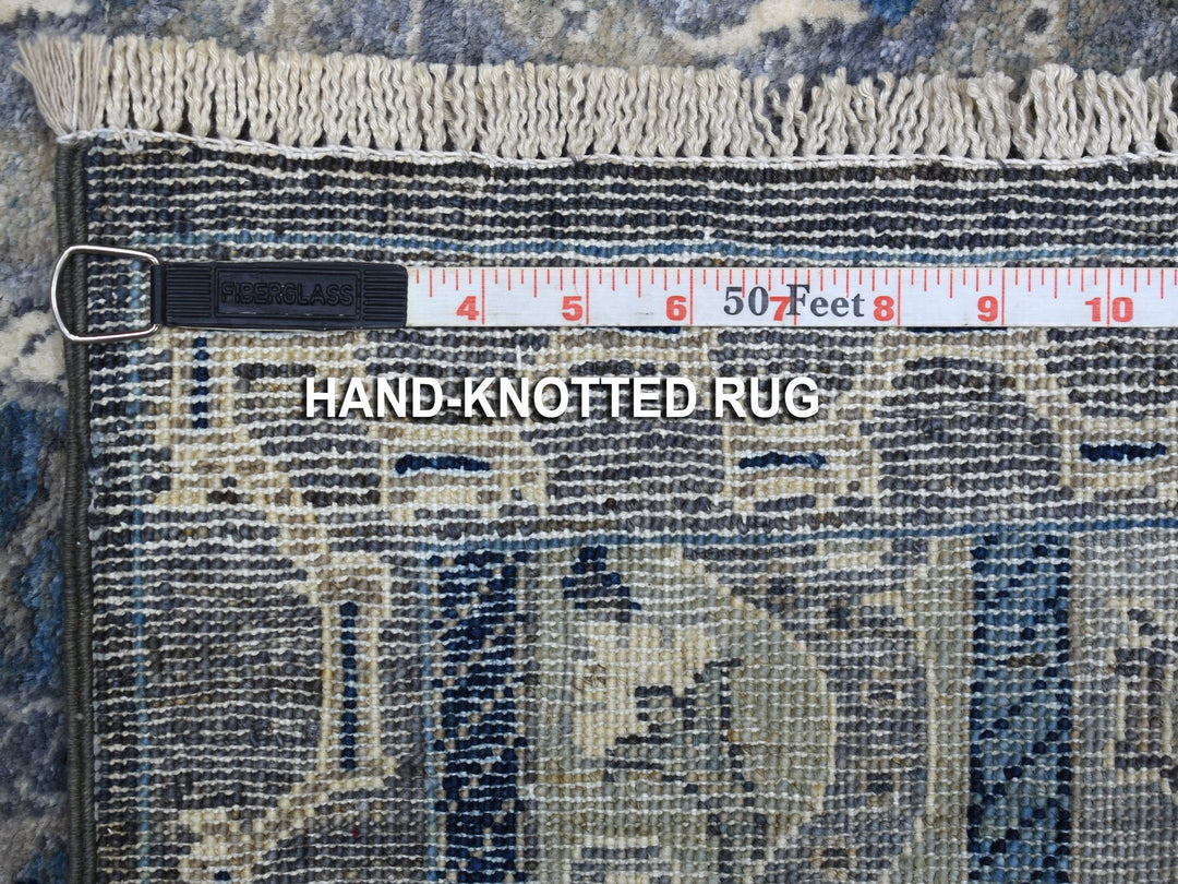 2'6" x 9'7" New Hand Knotted Grey Wool Runner Oriental Rug - MOA10256517