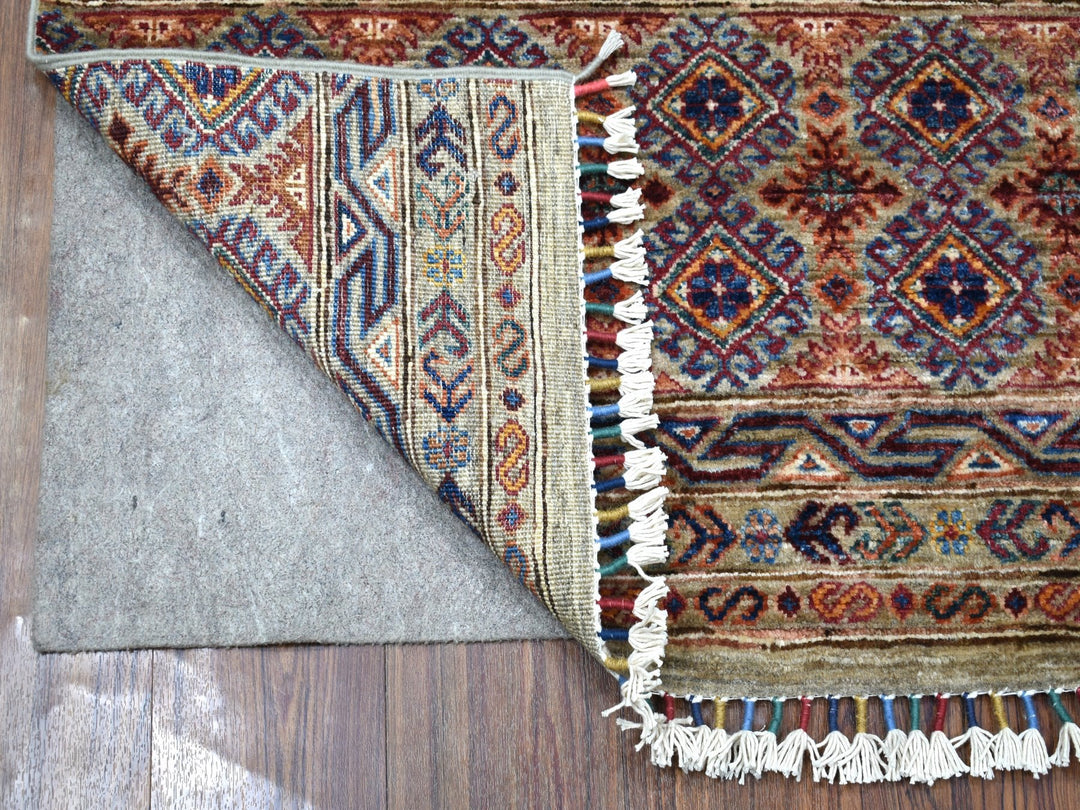 2'10" x 7'7" New Hand Knotted Grey Wool Runner Oriental Rug - MOA10256828