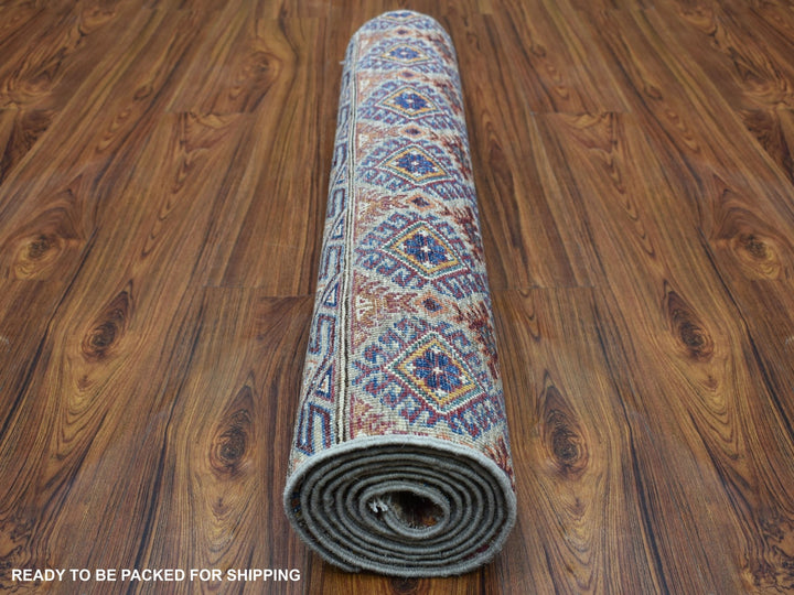 2'10" x 7'7" New Hand Knotted Grey Wool Runner Oriental Rug - MOA10256828