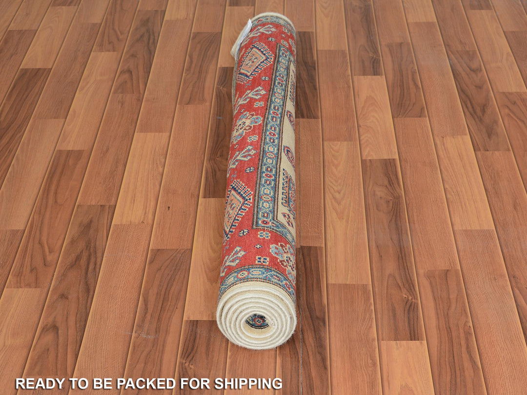 4'0" x 5'10" New Hand Knotted Red Wool Rectangle Oriental Rug - MOA10257067