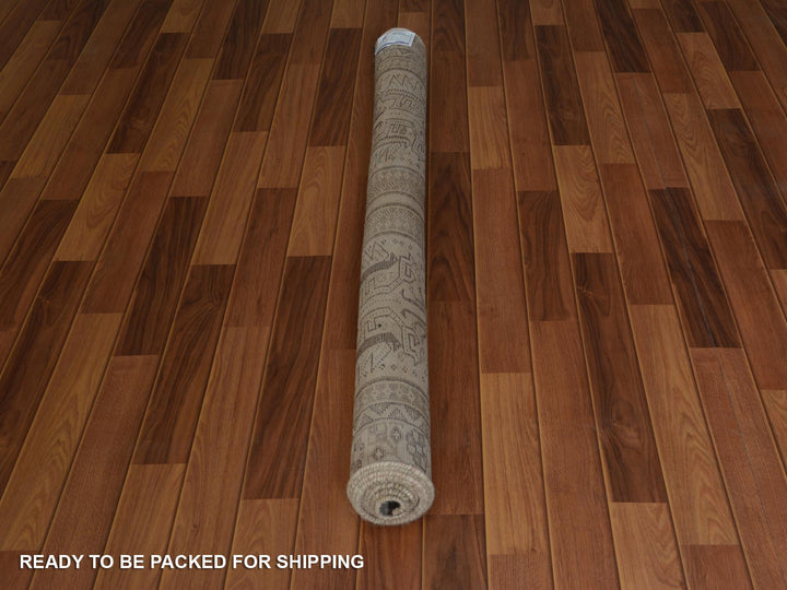 4'9" x 7'4" New Hand Knotted Brown Worn Wool Rectangle Oriental Rug - MOA10257116