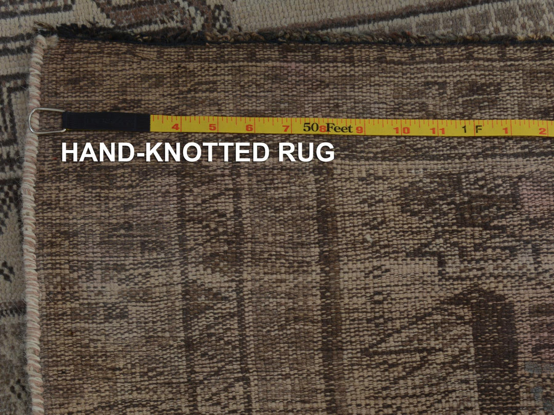 4'9" x 7'4" New Hand Knotted Brown Worn Wool Rectangle Oriental Rug - MOA10257116