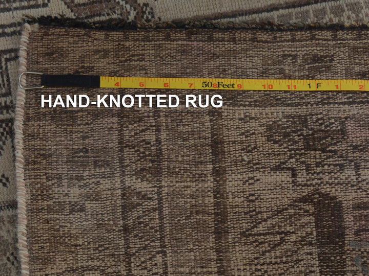 4'9" x 7'4" New Hand Knotted Brown Worn Wool Rectangle Oriental Rug - MOA10257116