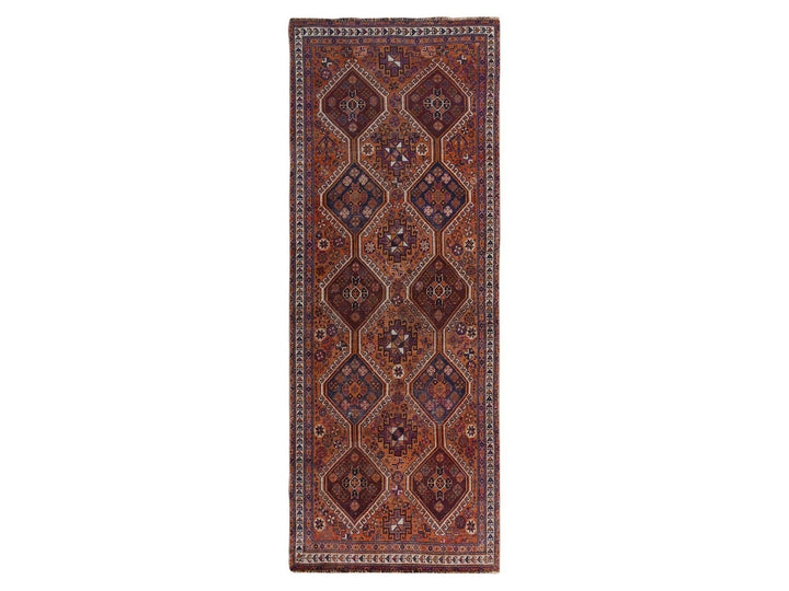 3'10" x 9'1" New Hand Knotted Orange Worn Wool Runner Oriental Rug - MOA10257134