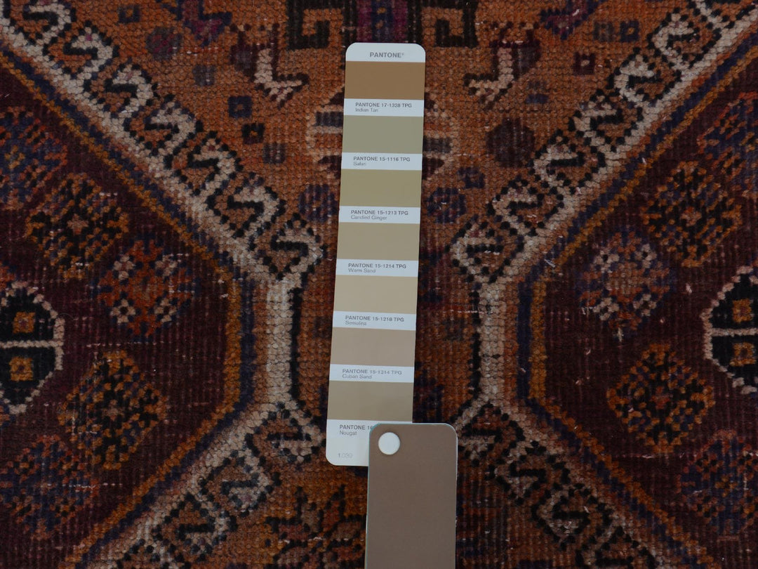 3'10" x 9'1" New Hand Knotted Orange Worn Wool Runner Oriental Rug - MOA10257134