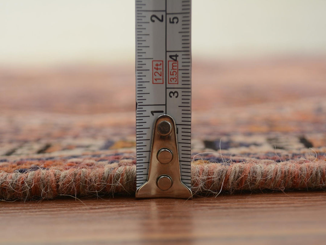 3'10" x 9'1" New Hand Knotted Orange Worn Wool Runner Oriental Rug - MOA10257134