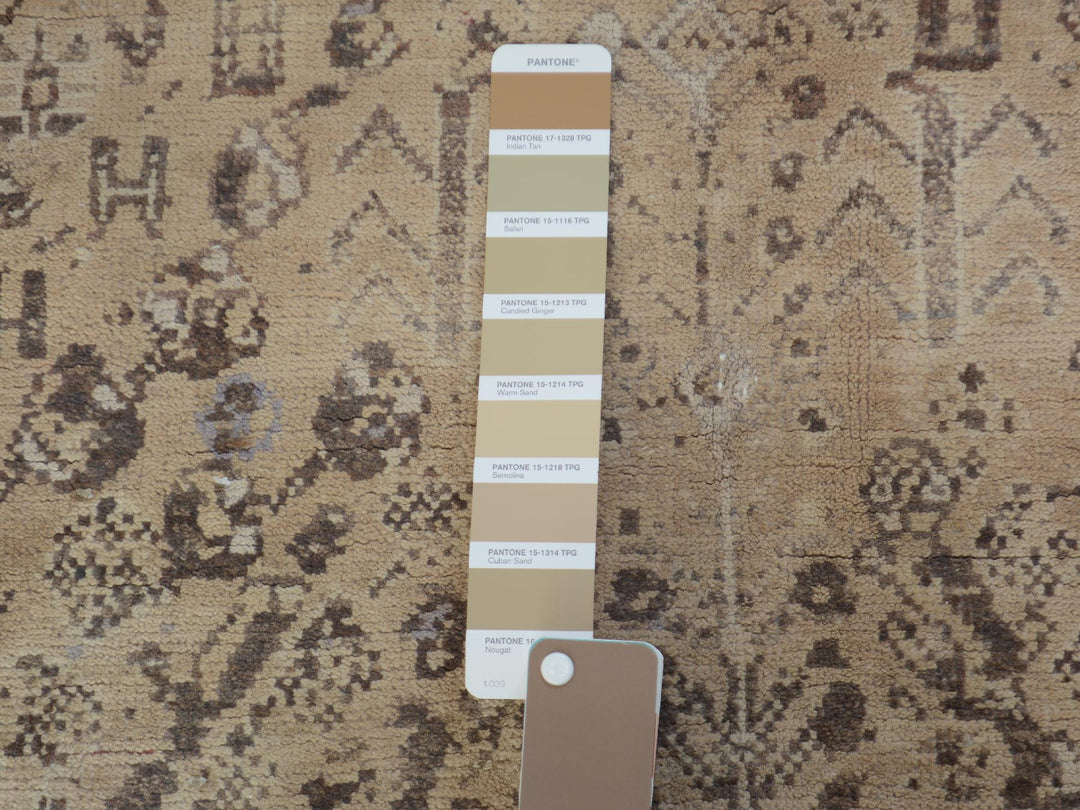 4'4" x 7'4" New Hand Knotted Beige Worn Wool Rectangle Oriental Rug - MOA10257214