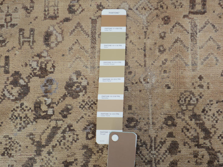 4'4" x 7'4" New Hand Knotted Beige Worn Wool Rectangle Oriental Rug - MOA10257214