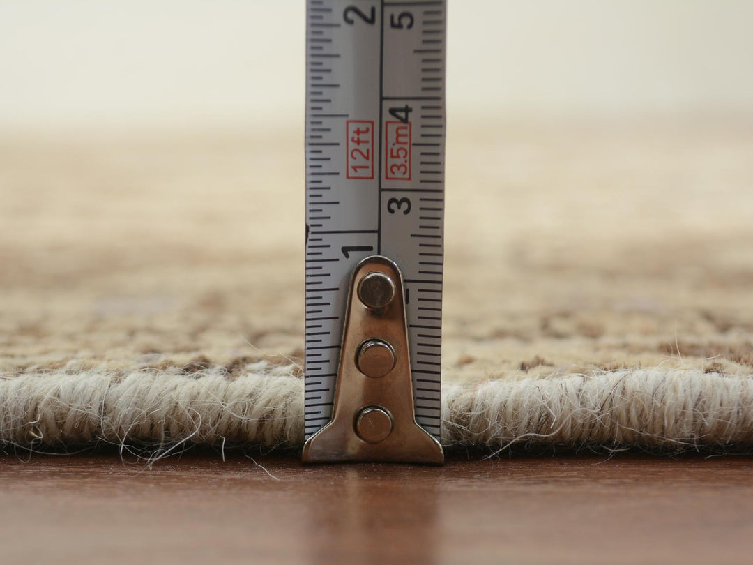 4'4" x 7'4" New Hand Knotted Beige Worn Wool Rectangle Oriental Rug - MOA10257214