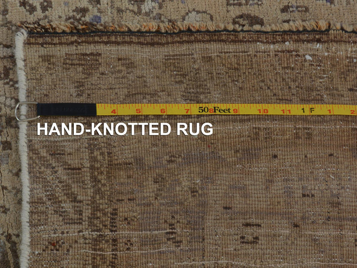 4'4" x 7'4" New Hand Knotted Beige Worn Wool Rectangle Oriental Rug - MOA10257214