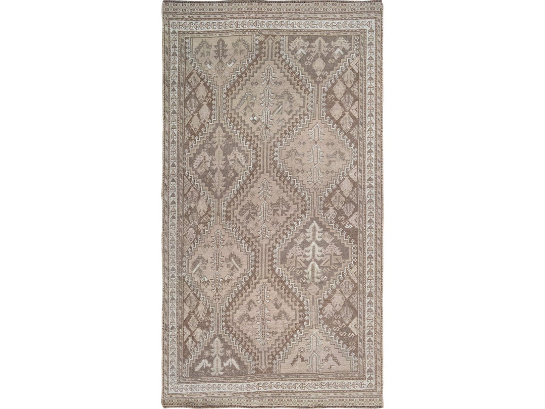 4'9" x 8'6" New Hand Knotted Brown Worn Wool Rectangle Oriental Rug - MOA10257225