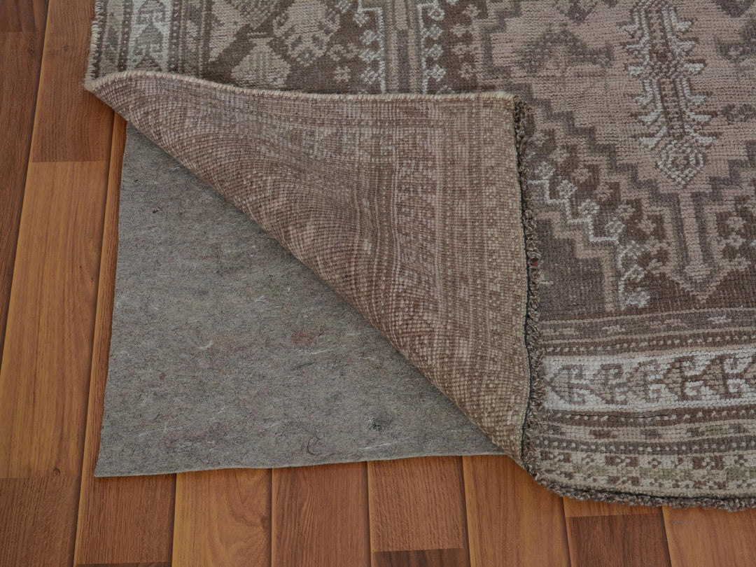 4'9" x 8'6" New Hand Knotted Brown Worn Wool Rectangle Oriental Rug - MOA10257225