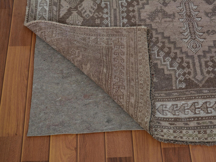 4'9" x 8'6" New Hand Knotted Brown Worn Wool Rectangle Oriental Rug - MOA10257225