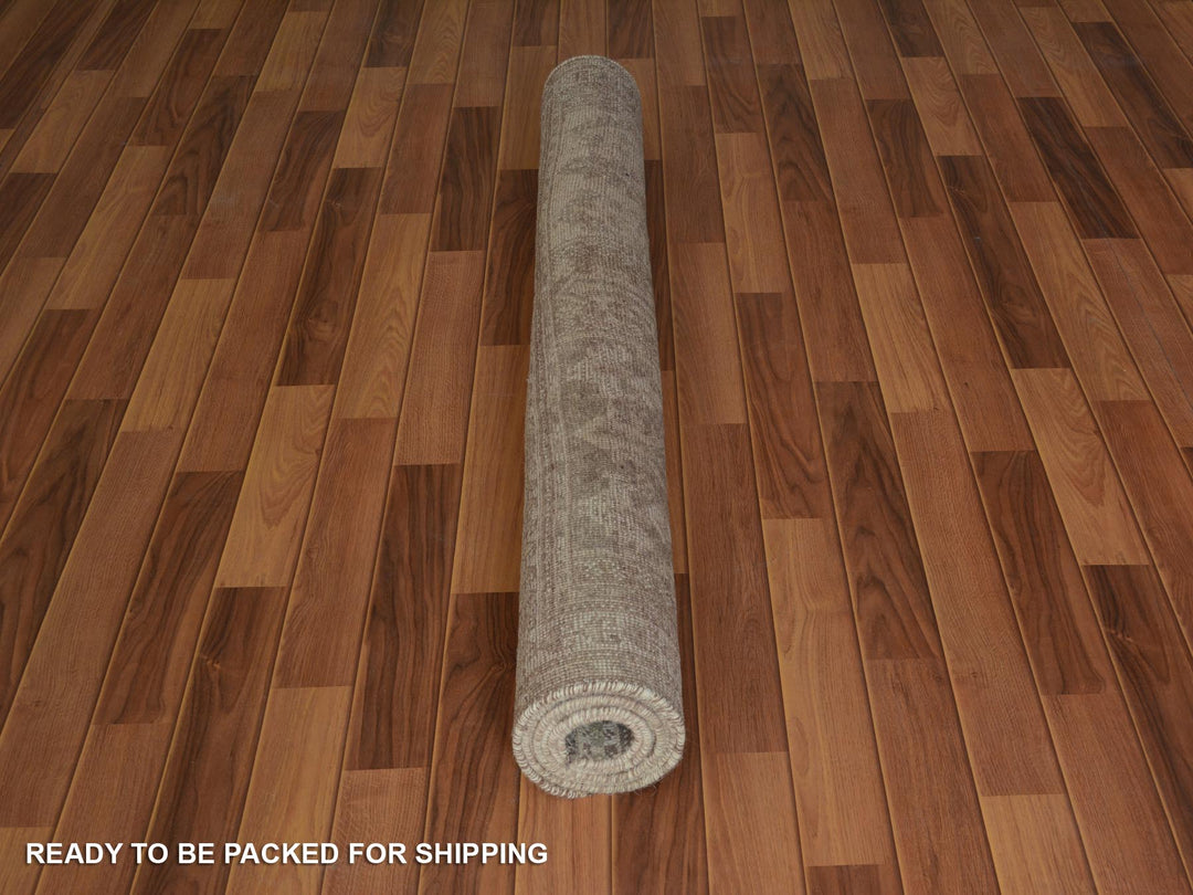 4'9" x 8'6" New Hand Knotted Brown Worn Wool Rectangle Oriental Rug - MOA10257225