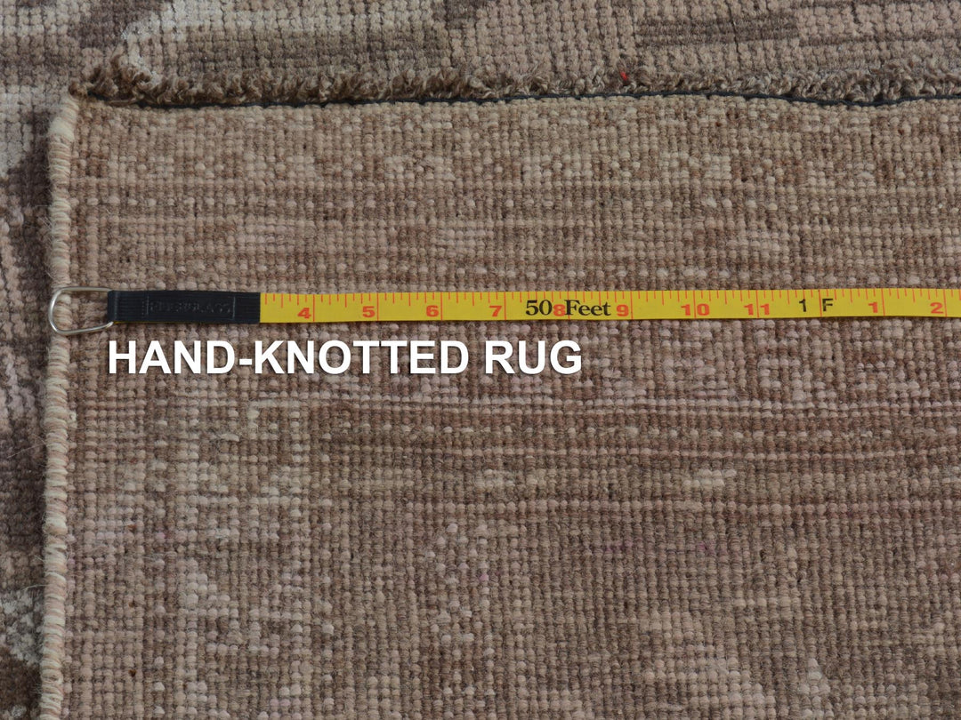 4'9" x 8'6" New Hand Knotted Brown Worn Wool Rectangle Oriental Rug - MOA10257225