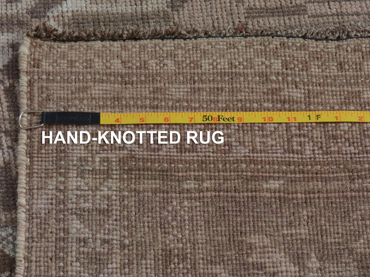 4'9" x 8'6" New Hand Knotted Brown Worn Wool Rectangle Oriental Rug - MOA10257225