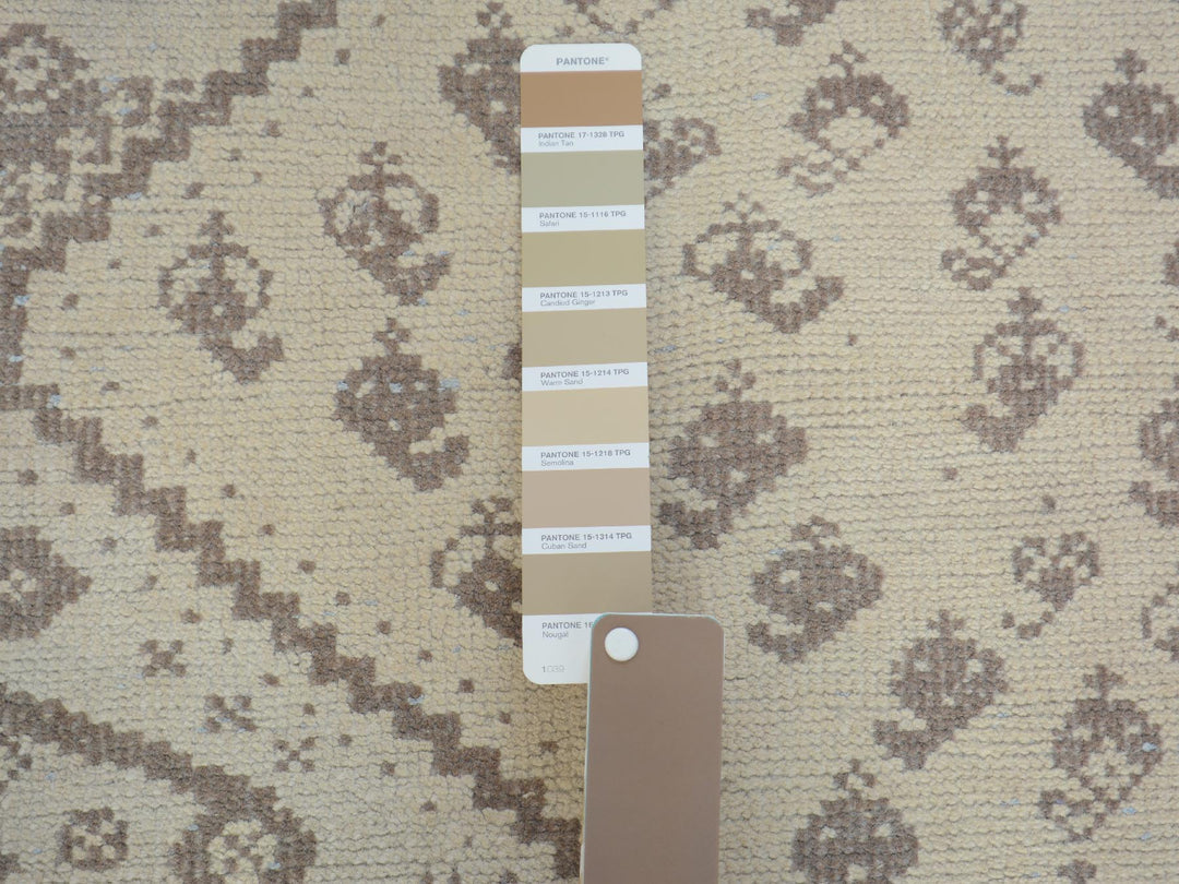 5'0" x 7'9" New Hand Knotted Beige Worn Wool Rectangle Oriental Rug - MOA10257236