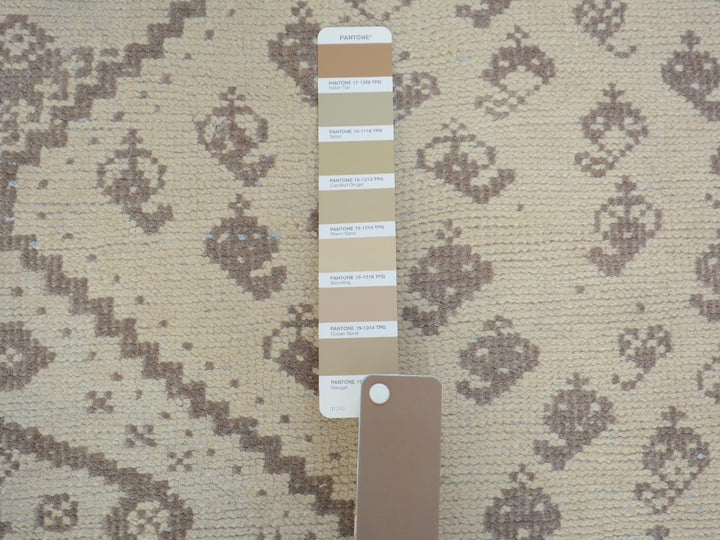 5'0" x 7'9" New Hand Knotted Beige Worn Wool Rectangle Oriental Rug - MOA10257236