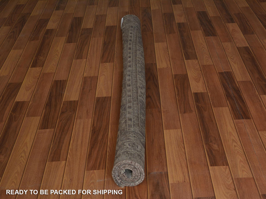 5'8" x 8'0" New Hand Knotted Beige Worn Wool Rectangle Oriental Rug - MOA10257242