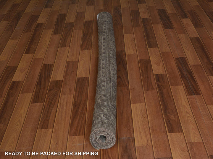 5'8" x 8'0" New Hand Knotted Beige Worn Wool Rectangle Oriental Rug - MOA10257242