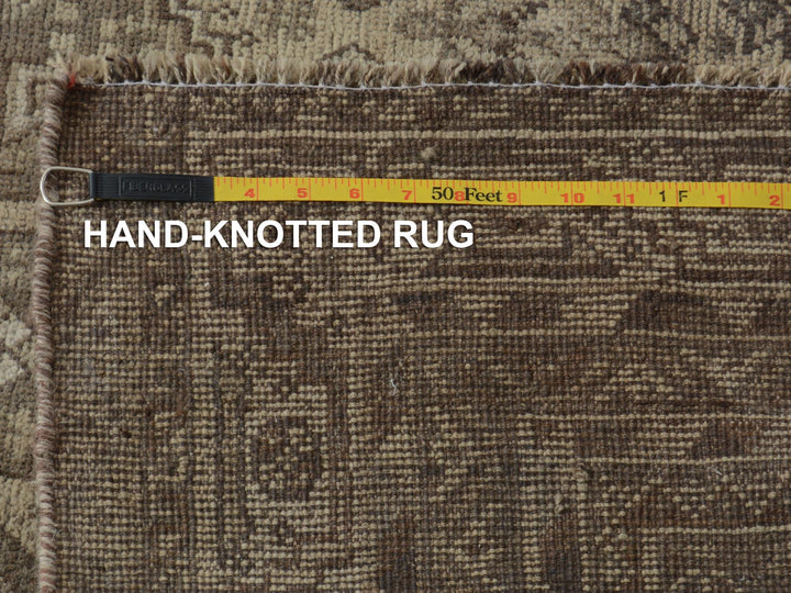 5'8" x 8'0" New Hand Knotted Beige Worn Wool Rectangle Oriental Rug - MOA10257242