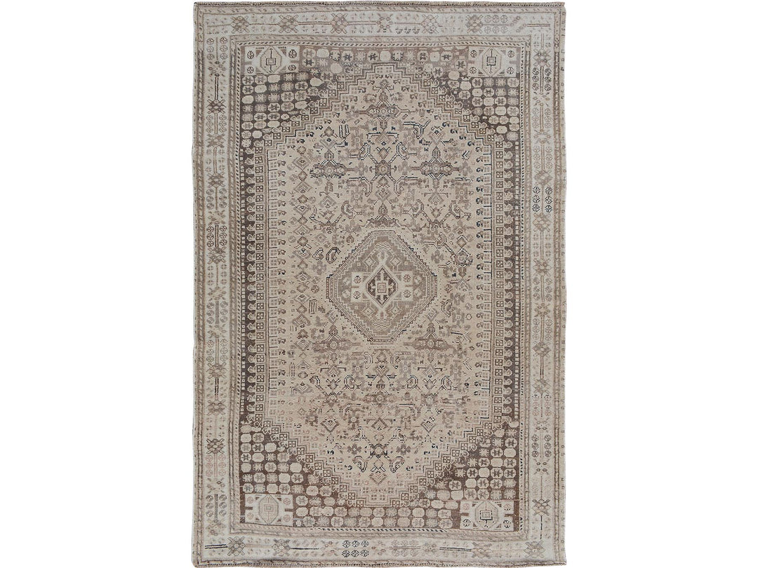 5'6" x 8'2" New Hand Knotted Brown Worn Wool Rectangle Oriental Rug - MOA10257245