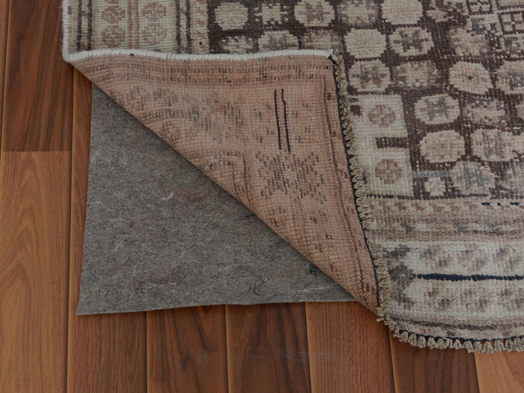 5'6" x 8'2" New Hand Knotted Brown Worn Wool Rectangle Oriental Rug - MOA10257245